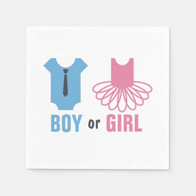 Tutus or Ties Gender Reveal Party Napkin (Front)