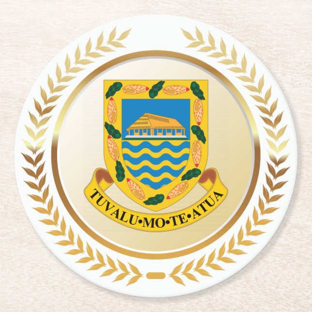 Tuvalu Coat of Arms Round Paper Coaster (Front)