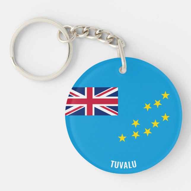 Tuvalu Flag Charming Patriotic Keychain (Front)