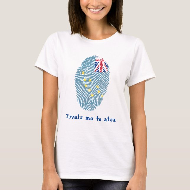 Tuvalu Flag Fingerprint T-Shirt (Front)