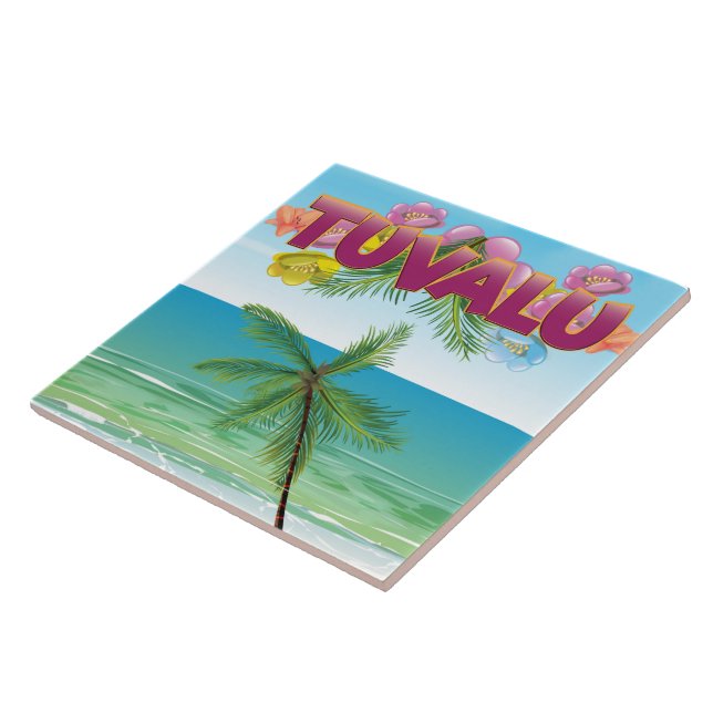 Tuvalu Island travel poster Tile (Side)