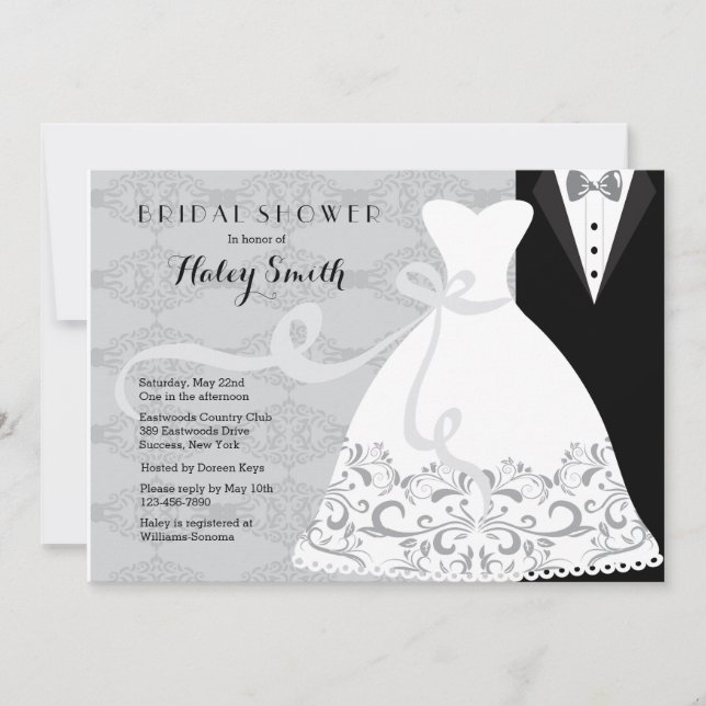 Tux and Gown Bridal Shower Invitation (Front)