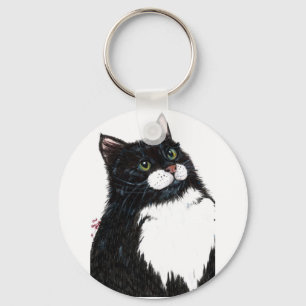 tux black cat keychain
