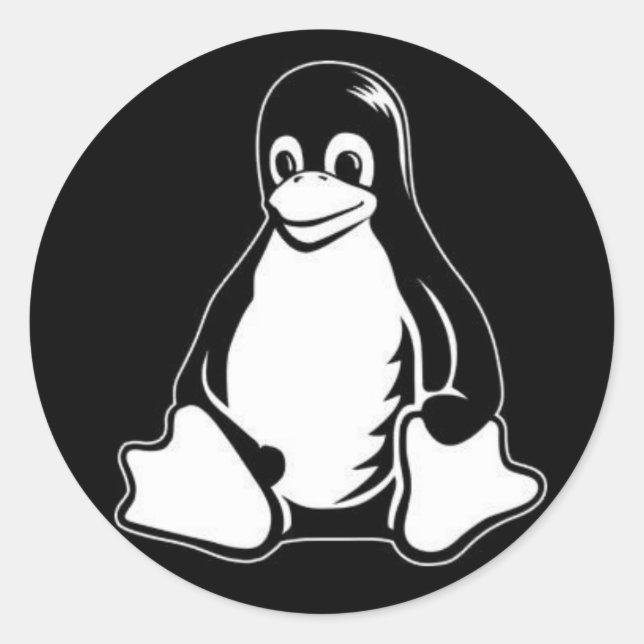 Tux Black Classic Round Sticker (Front)