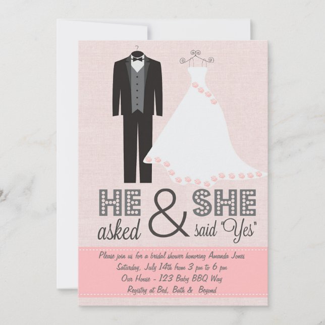 Tux chic et invitation de Fête de la mariée de (Devant)