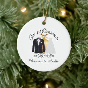 Tux & Dress Ornement Doré Notre 1er Noël