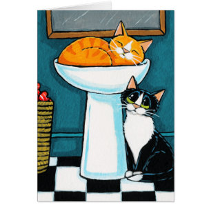 Tux et chats tigrés dans l'illustration d'évier