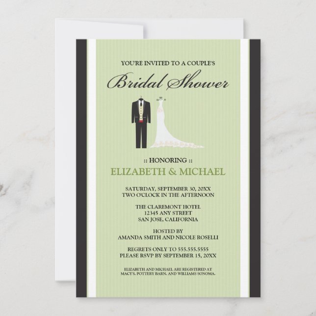 Tux & Gown Couple's Bridal Shower Invitation (Front)