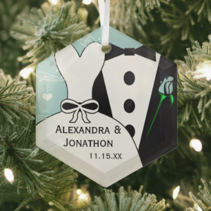 Tux & Gown Wedding First Christmas Ornament