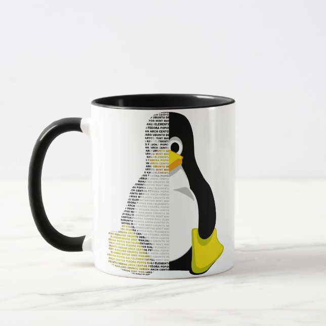Tux mascot half text mug (Left)