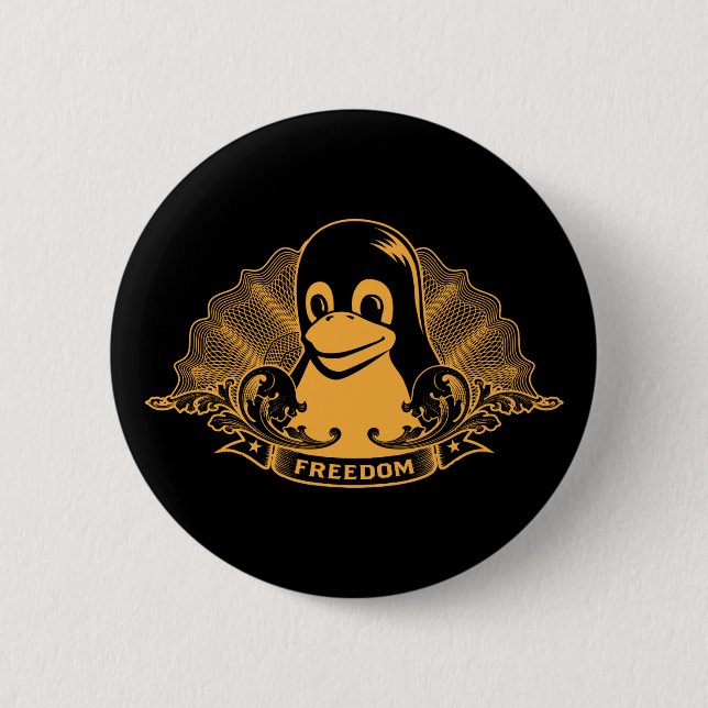 Tux Penguin - (Linux, Open Source, Copyleft, FSF) 2 Inch Round Button (Front)