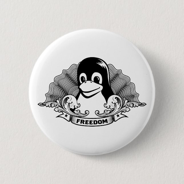 Tux Penguin - (Linux, Open Source, Copyleft, FSF) 2 Inch Round Button (Front)