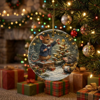 Tux & Twitch Winter Woodland Ceramic Ornament