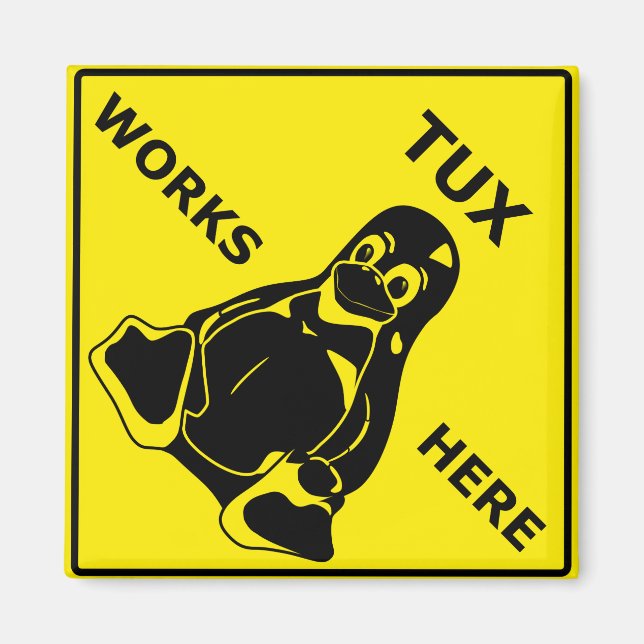 Tux works here magnet (Front)