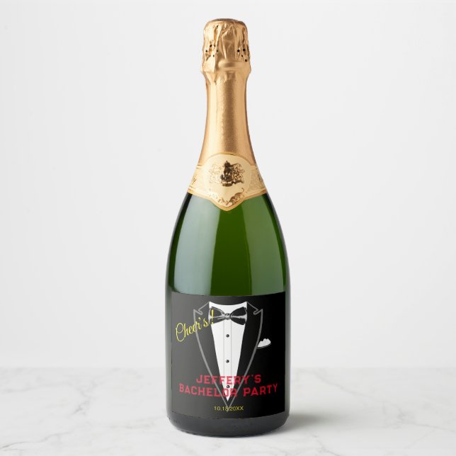 Tuxedo bachelor party  sparkling wine label (Front)