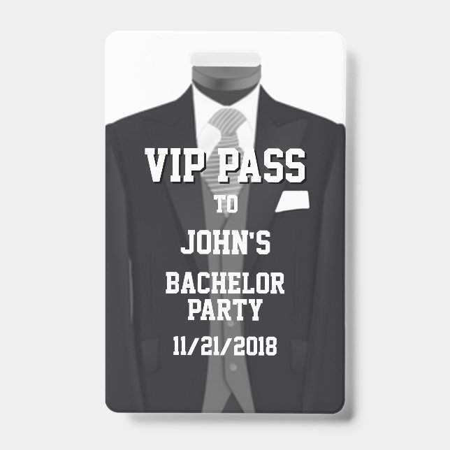 Tuxedo Bachelor Party VIP Badge (Front)