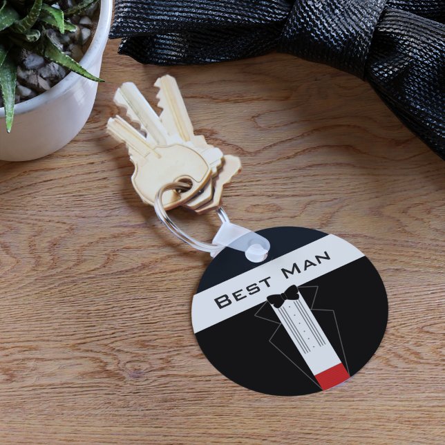 Tuxedo Best Man Personalized Wedding Keychain (Best Man keychain for your best man)