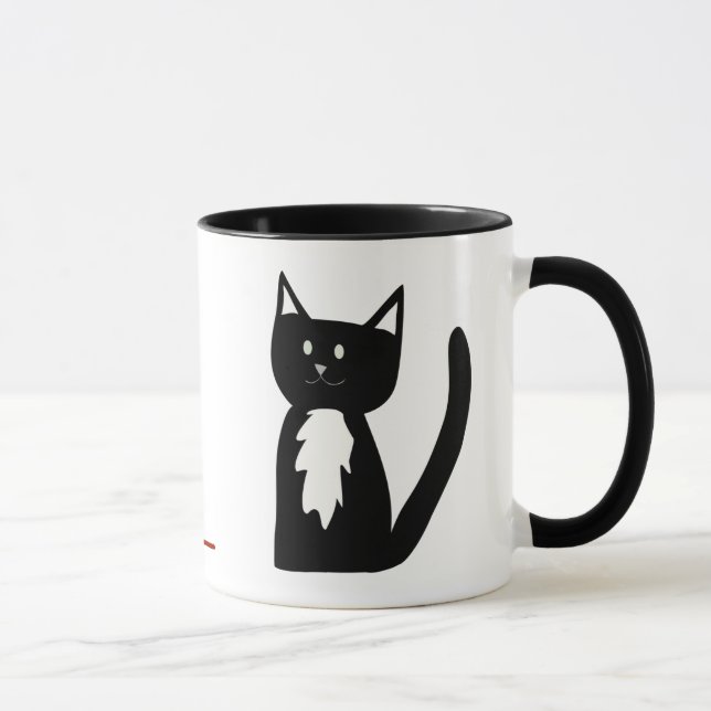 Tuxedo Black and White Cat and Ball of Yarn Mug (Right)