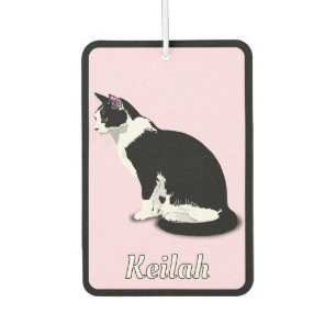 Tuxedo Black and White Cat Personalized  Air Freshener