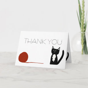 Tuxedo Black and White Cat Thank You Card