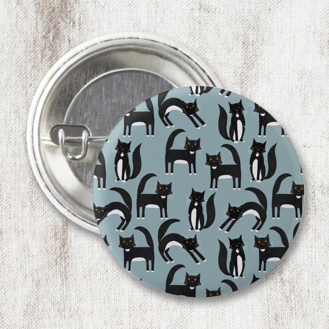 Tuxedo Black and White Cats 1 Inch Round Button (Creator Uploaded)