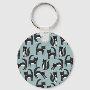 Tuxedo Black and White Cats Keychain