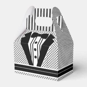 Tuxedo Black and White Dots Wedding Favor Box