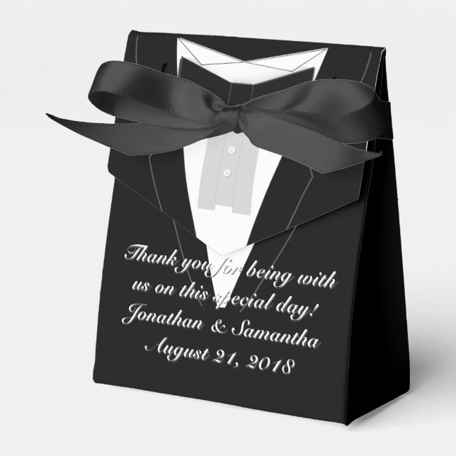 Tuxedo Black Bowtie Favor Box (Front Side)