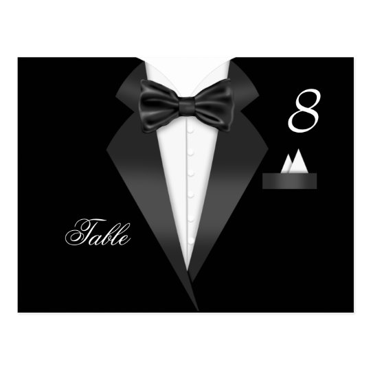 Tuxedo Black Table Number Seating Place Card