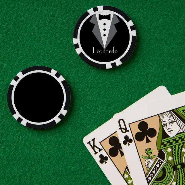 Tuxedo Black Tie Personalized Poker Chips (Poker Table (Double))