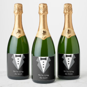 Tuxedo Black Tie Wedding Sparkling Wine Label