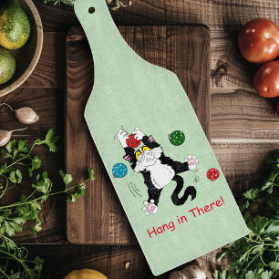 Tuxedo Black White Christmas Cat Cutting Board
