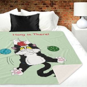 Tuxedo Black White Christmas Cat Sherpa Blanket