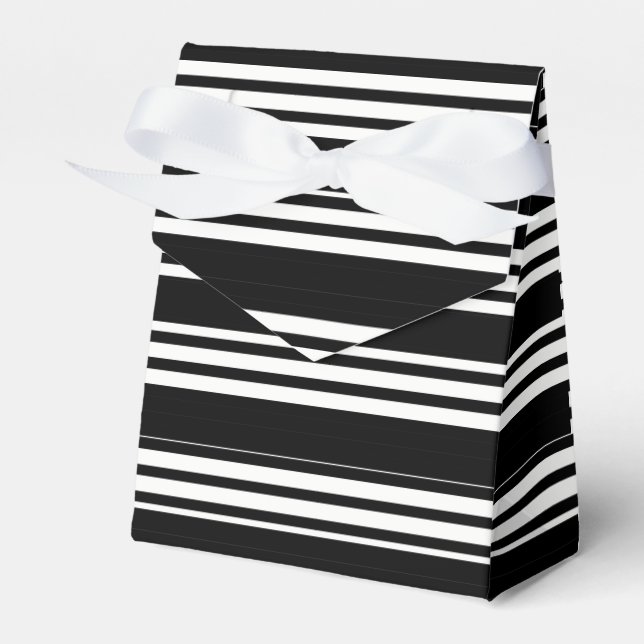 Tuxedo Black & White Triple Stripe Favor Box (Front Side)