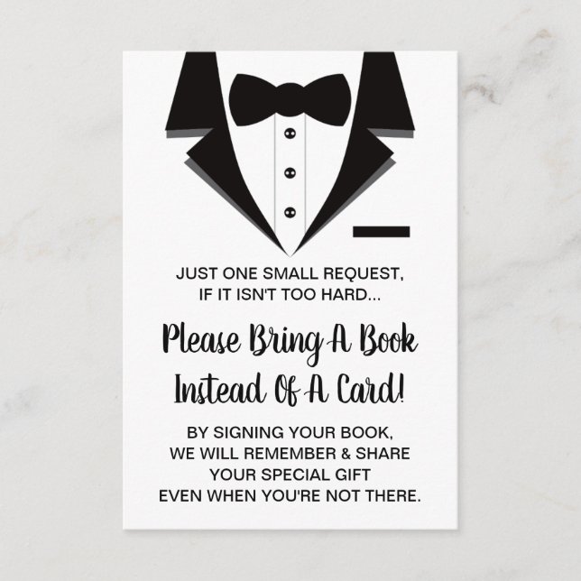 Tuxedo Book Card, Books For Baby Enclosure Card (Front)