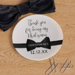 Tuxedo Bow Tie Bridesman Thank You Wedding Favour Trinket Trays<br><div class="desc">If your Bridesman has trinkets,  then this is the bow tie trinket tray just for you. Suitable for any member of your Bridal Party. Just add their name ,  your wedding date and short thank you message</div>