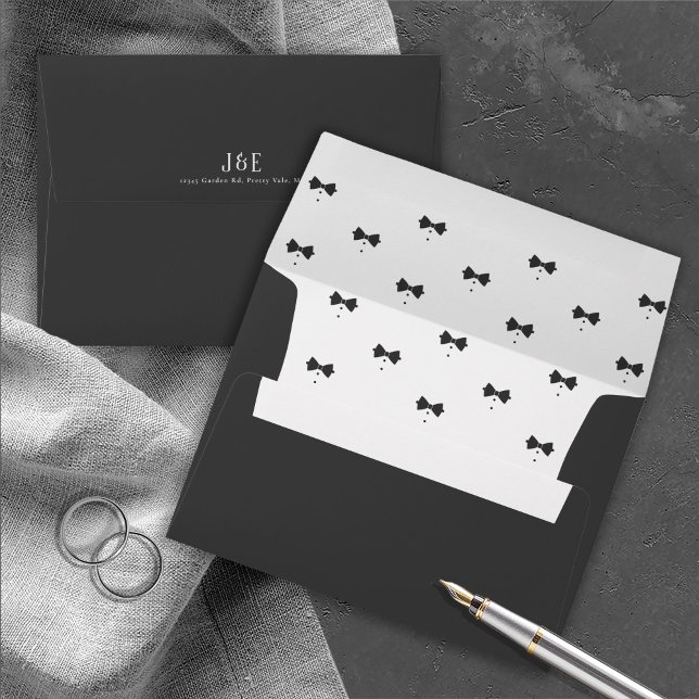 Tuxedo Bow Tie & Buttons Pattern Black ID1090 Envelope (Creator Uploaded)