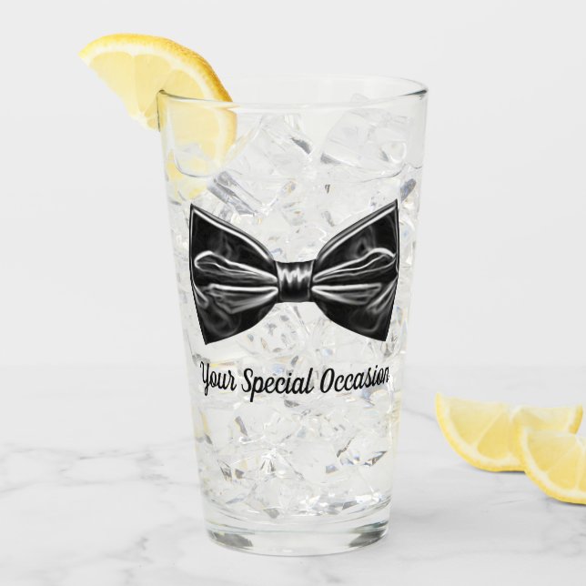 Tuxedo Bow Tie Personalized Glass (Front Ice)