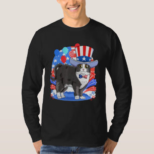 Tuxedo Cat 4th Of July Patriotic American Flag T-Shirt