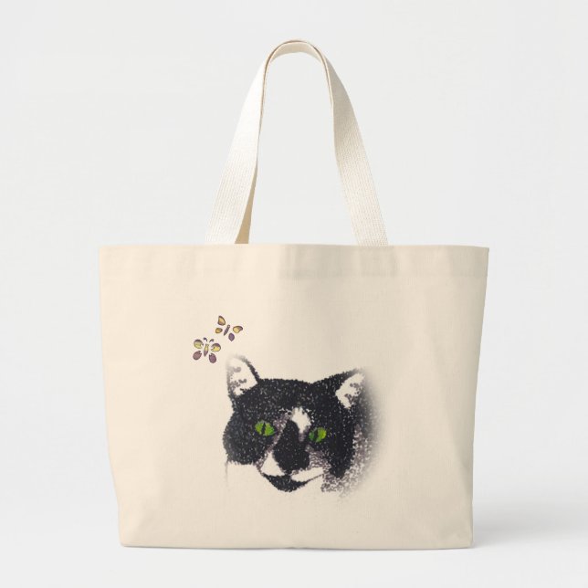 Tuxedo Cat and Butterflies Tote Bags (Front)
