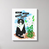 Tuxedo Cat and Lilies | Inspirational Quote