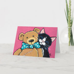 Tuxedo Cat and Teddy Bear Thank You