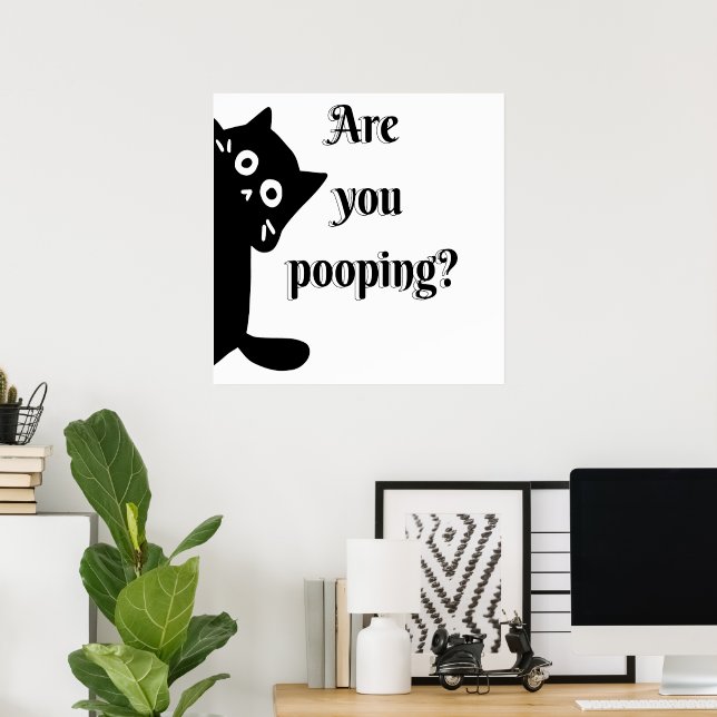 Tuxedo CAT Are you pooping bathroom  Poster (Home Office)