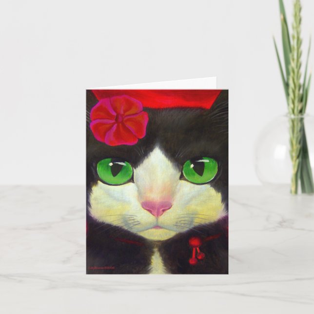 Tuxedo Cat Art - Note card (Front)