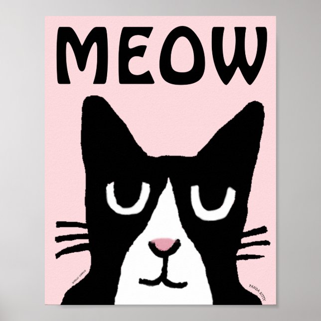 TUXEDO CAT ART, PANDA KITTY PRINT POSTER (Front)