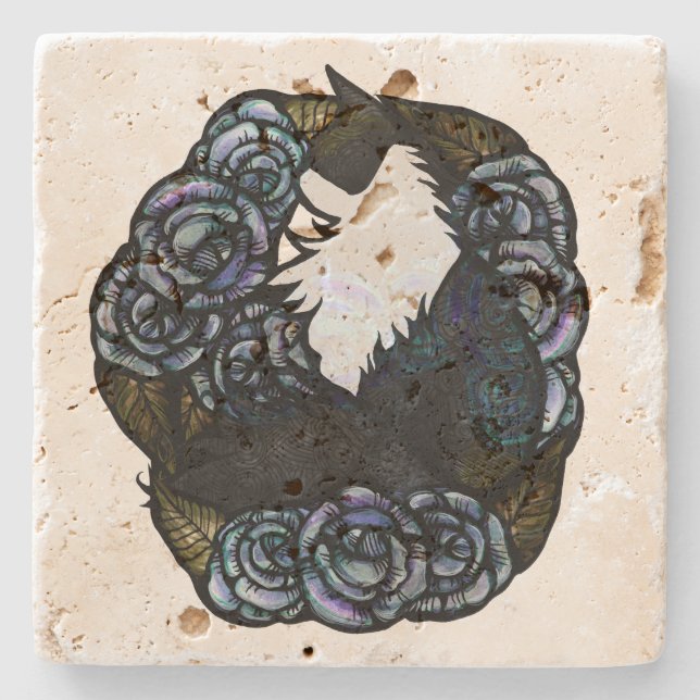 Tuxedo Cat Artwork  Stone Coaster (Front)