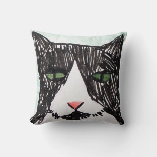 Tuxedo Cat Black and White Cats Throw Pillow