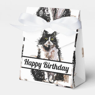 Tuxedo Cat Black Birthday Cats Cake Favour Box