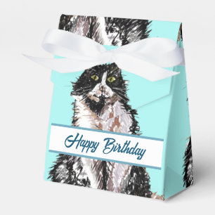 Tuxedo Cat Black White Cats Birthday Cake Favor Box