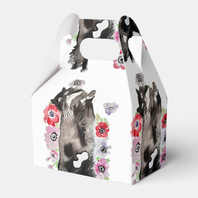 Tuxedo Cat Black White Cats Birthday Favor Box (Back Side)